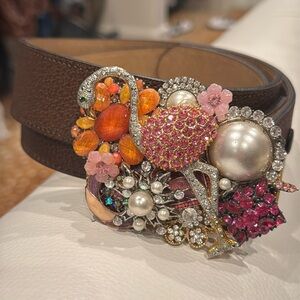 Rhinestone crystal flamingo jeweled belt